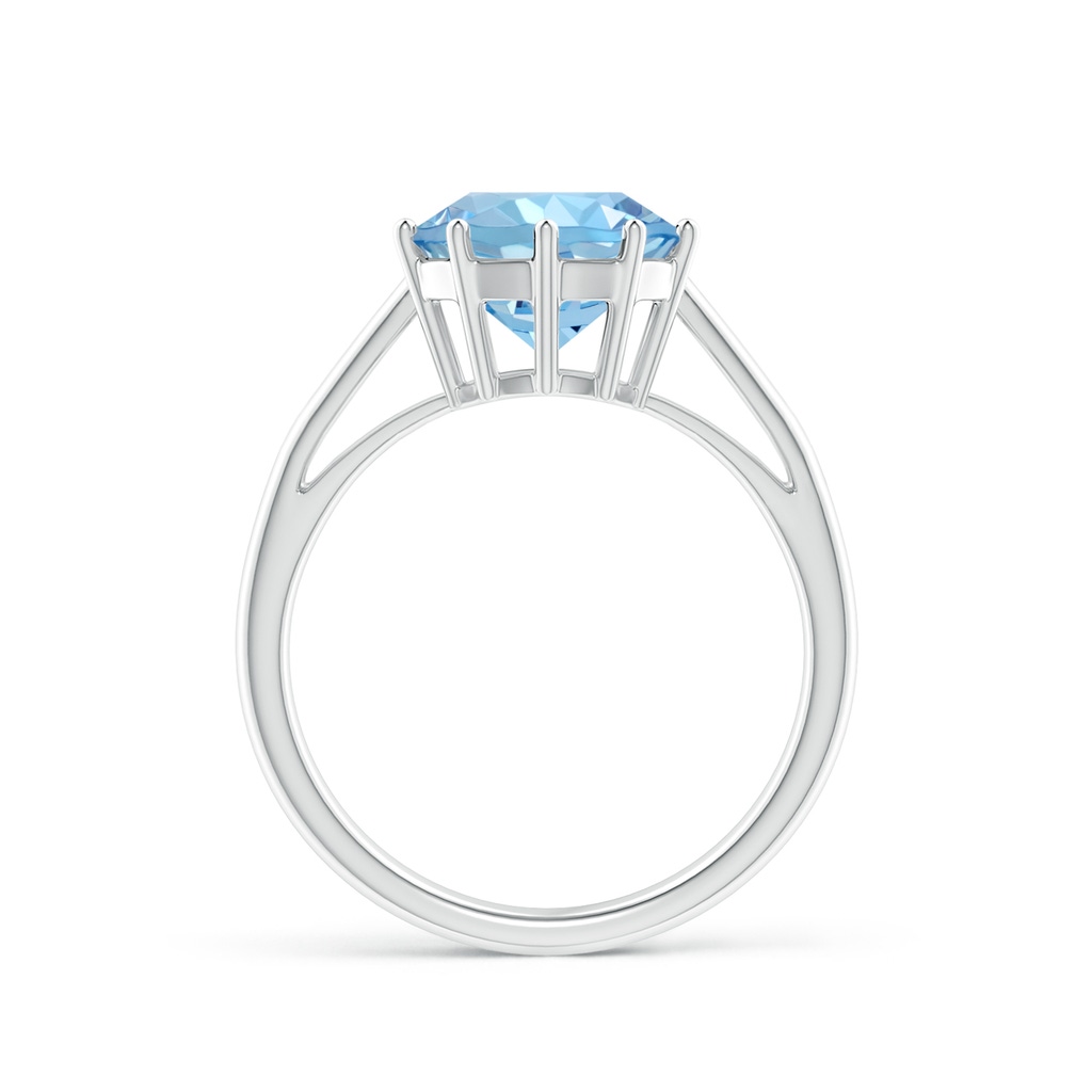 9mm AAAA Vintage Style Round Aquamarine Solitaire Ring in White Gold - side 1
