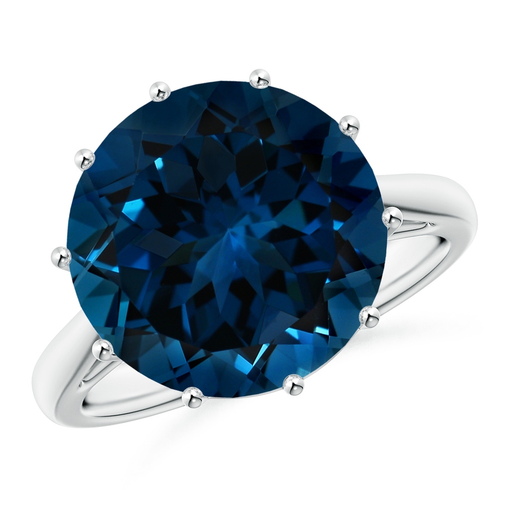 12.20x12.06x7.74mm AAA GIA Certified Round London Blue Topaz Solitaire Ring in P950 Platinum 