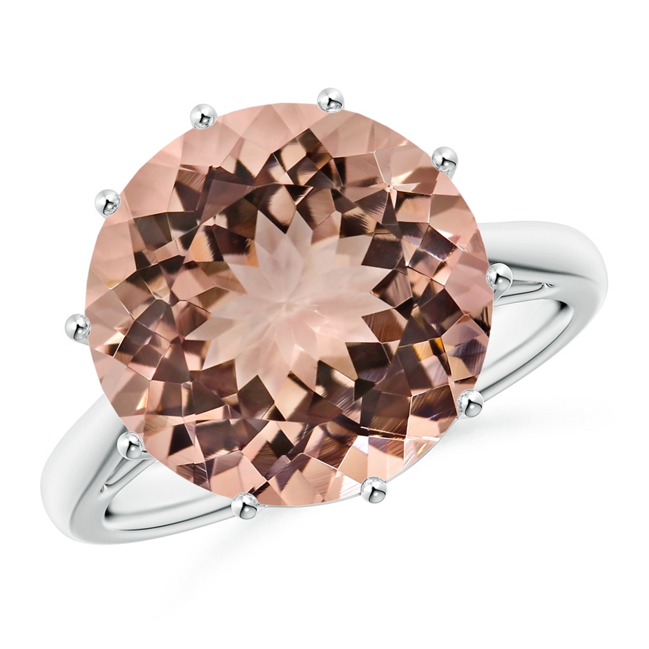 12.78-12.91x7.63mm AAAA GIA Certified Round Morganite Solitaire Ring in P950 Platinum 