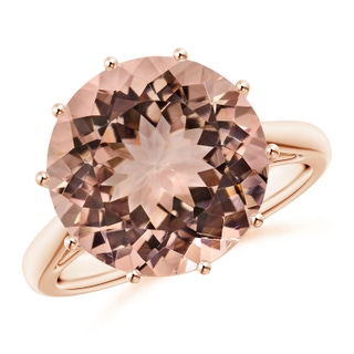 12.78-12.91x7.63mm AAAA GIA Certified Round Morganite Solitaire Ring in Rose Gold