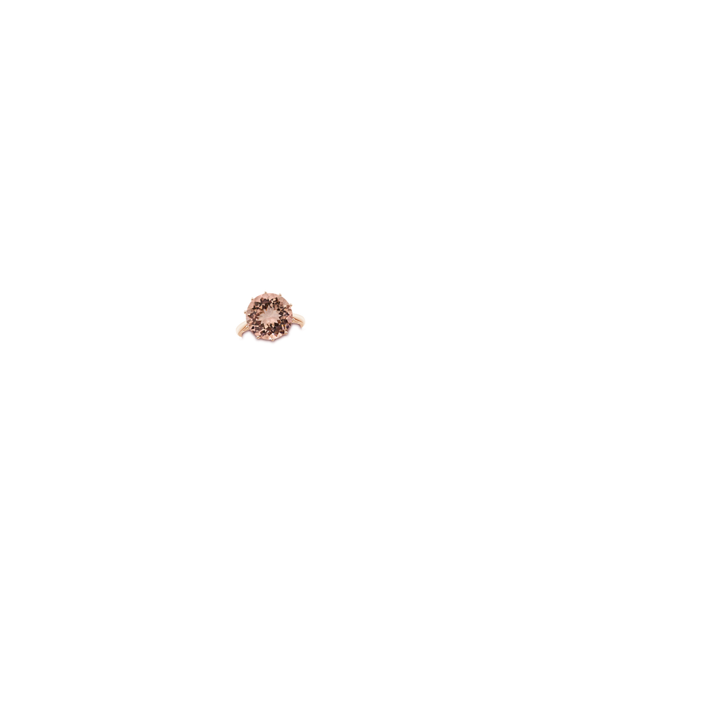 13x13mm AAAA GIA Certified Round Morganite Solitaire Ring in Rose Gold Body-Hand