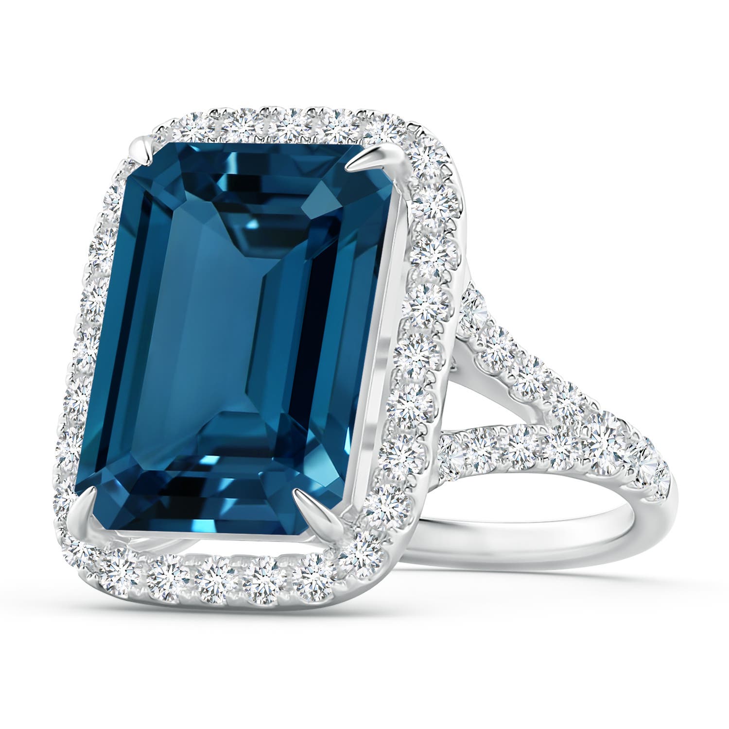 AAAA - London Blue Topaz / 10.89 CT / 14 KT White Gold