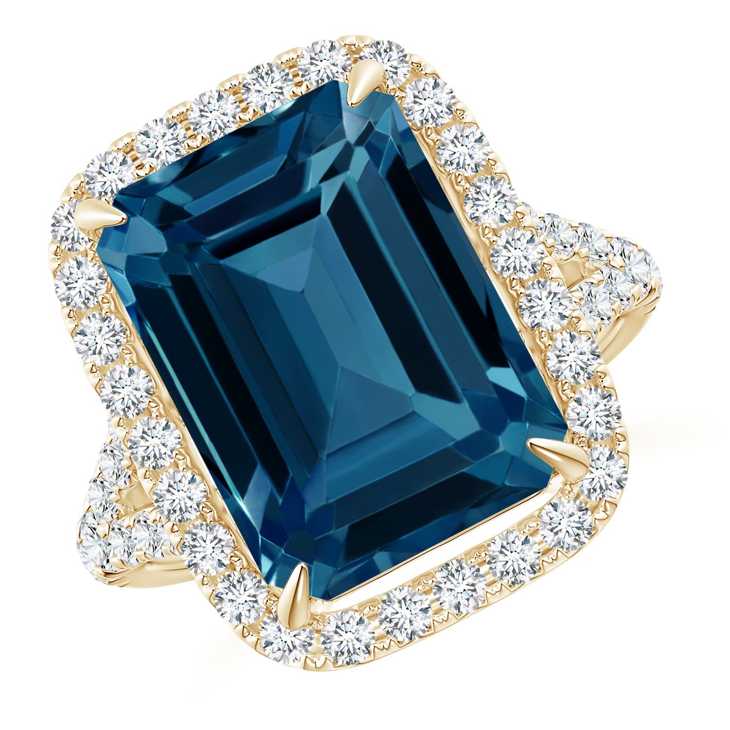 AAAA - London Blue Topaz / 10.89 CT / 14 KT Yellow Gold