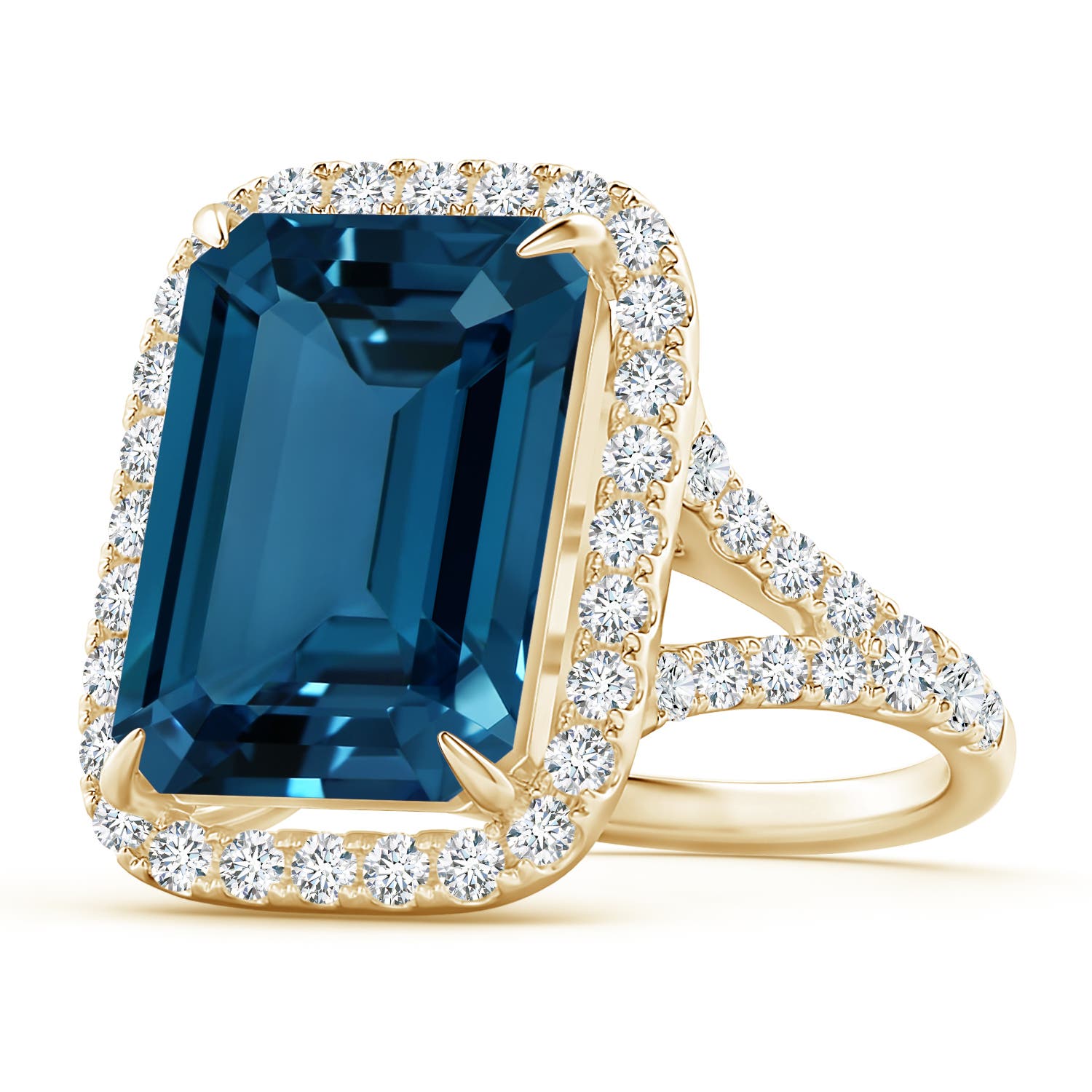 AAAA - London Blue Topaz / 10.89 CT / 14 KT Yellow Gold