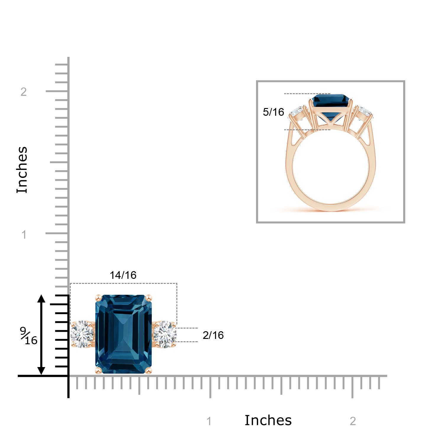 AAAA - London Blue Topaz / 11.12 CT / 14 KT Rose Gold