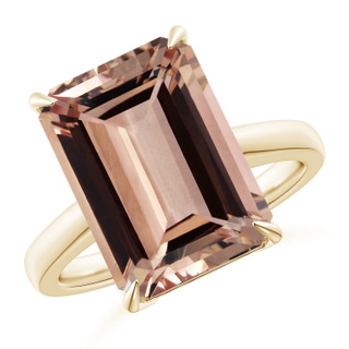 16.07x12.01x7.35mm AAAA GIA Certified Classic Emerald cut Morganite Solitaire Ring in 10K Yellow Gold