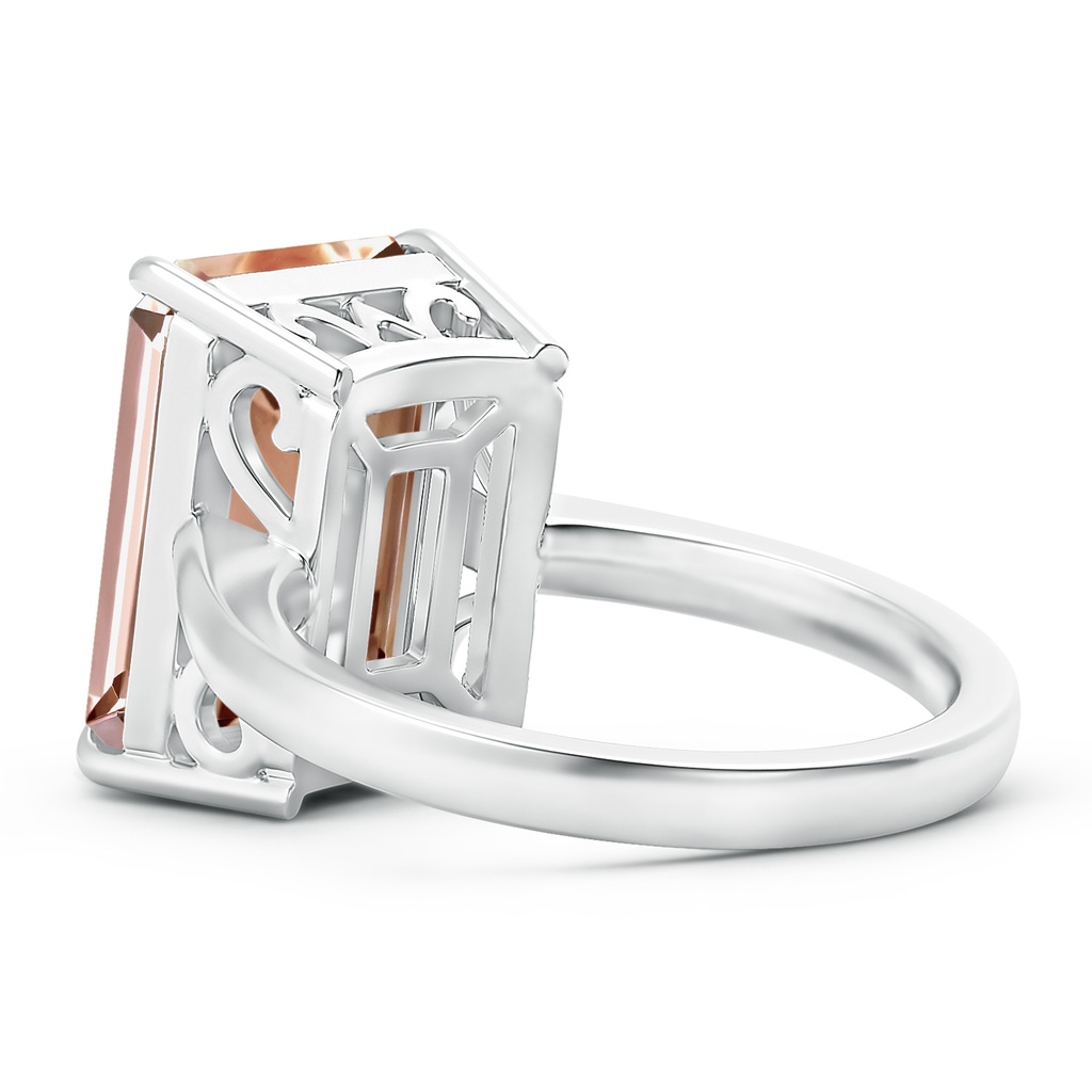 16.07x12.01x7.35mm AAAA GIA Certified Classic Emerald cut Morganite Solitaire Ring in White Gold Side 399