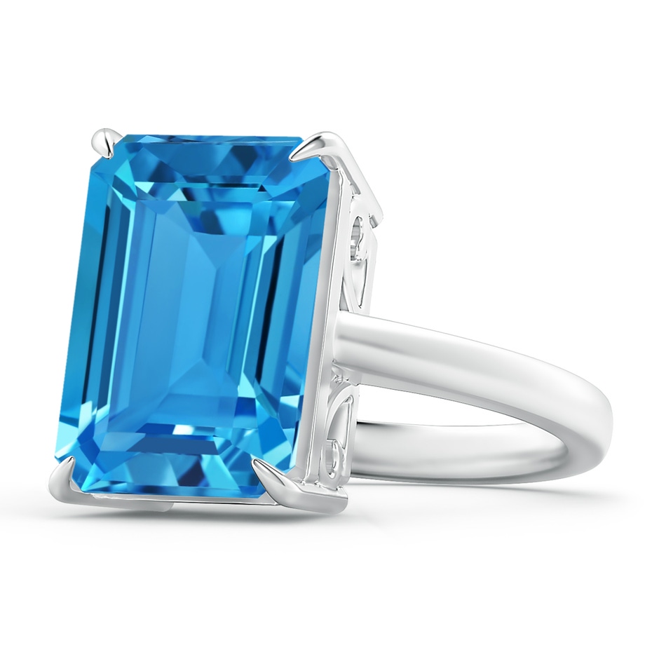 14x10mm AAAA Classic Emerald-Cut Swiss Blue Topaz Solitaire Ring in White Gold product image