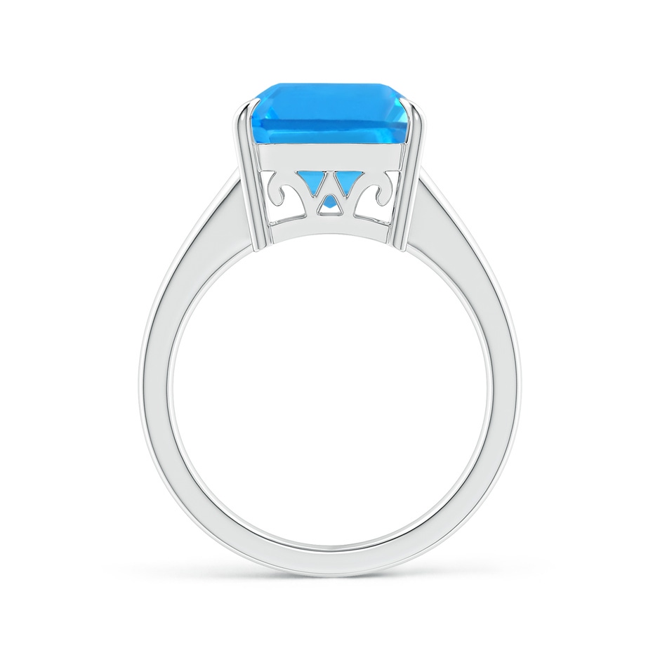 14x10mm AAAA Classic Emerald-Cut Swiss Blue Topaz Solitaire Ring in White Gold product image