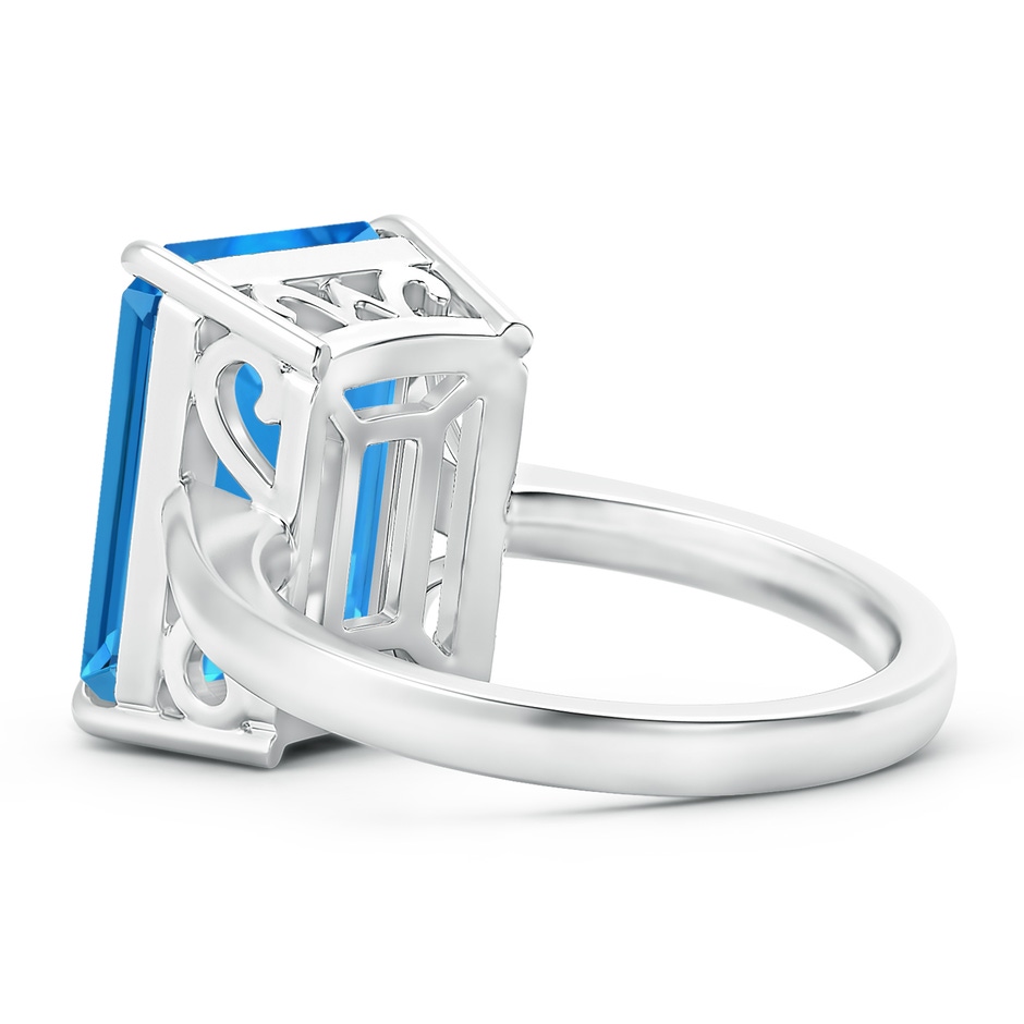 14x10mm AAAA Classic Emerald-Cut Swiss Blue Topaz Solitaire Ring in White Gold product image