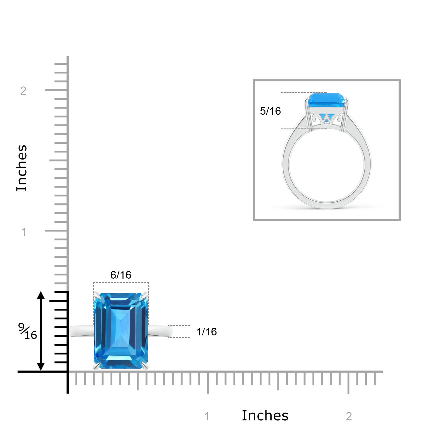 AAAA - Swiss Blue Topaz / 10 CT / 14 KT White Gold