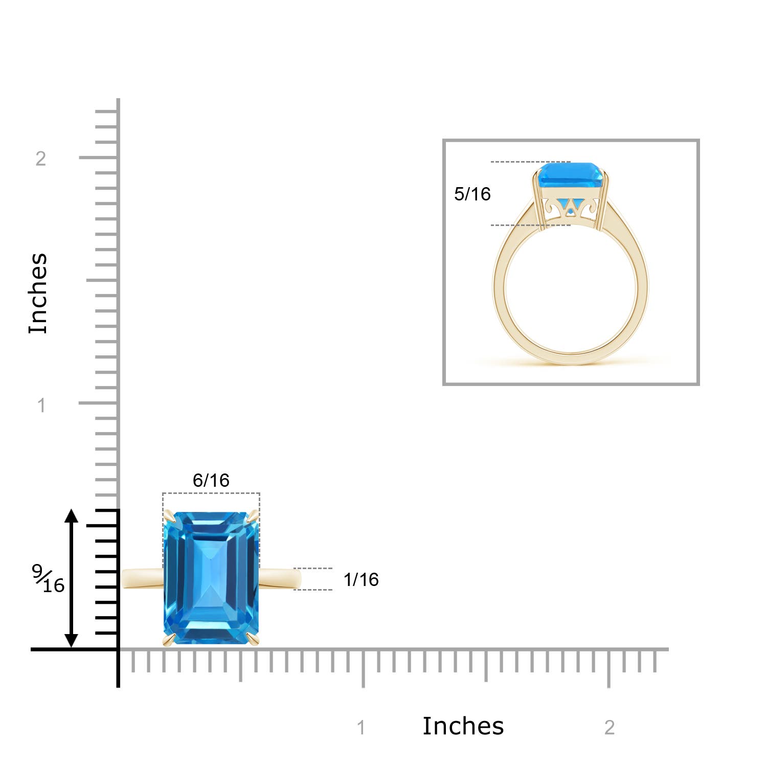 AAAA - Swiss Blue Topaz / 10 CT / 14 KT Yellow Gold