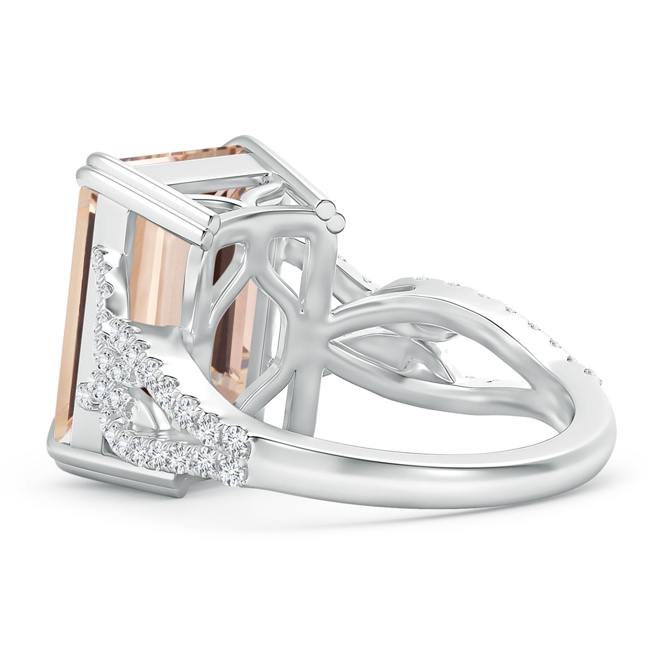 16.07x12.01x7.35mm AAAA GIA Certified Emerald cut Morganite Twisted Split Shank Ring in White Gold Side 399