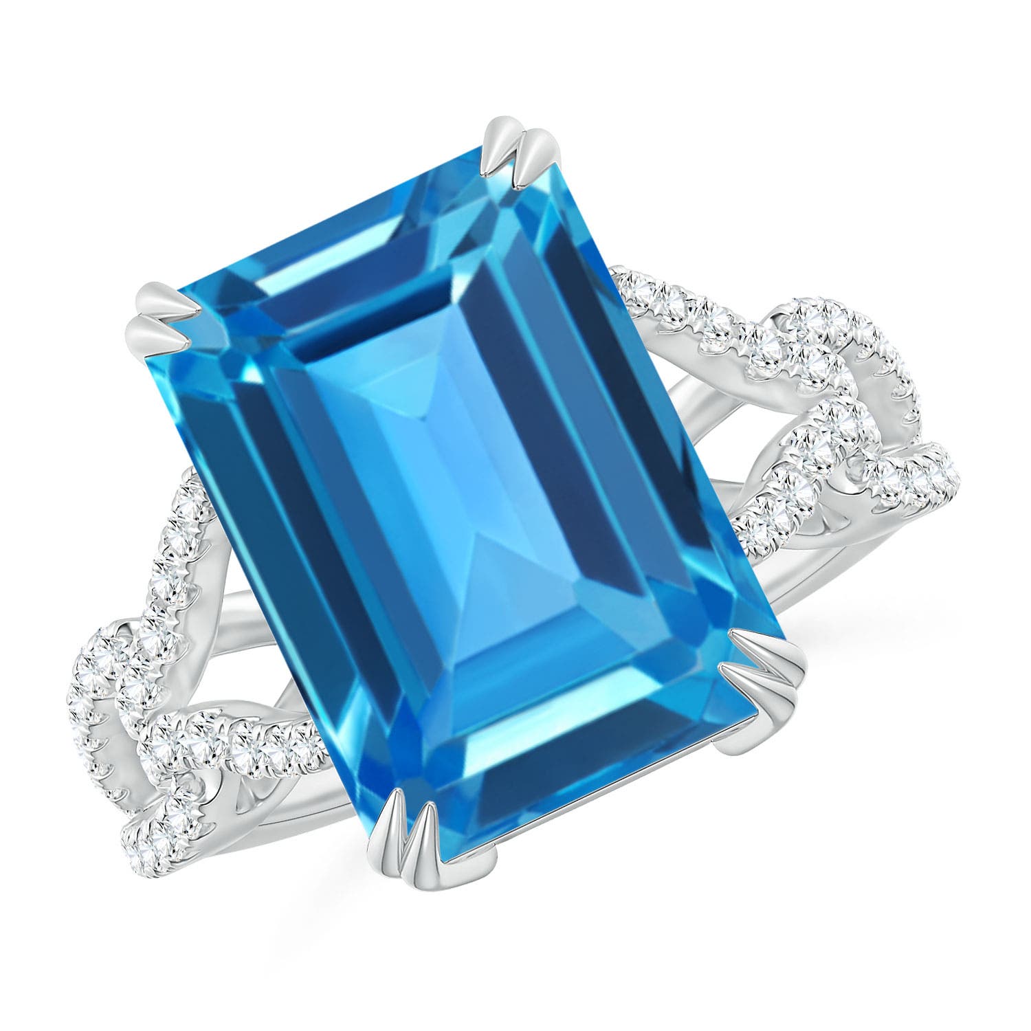 AAAA - Swiss Blue Topaz / 10.54 CT / 14 KT White Gold