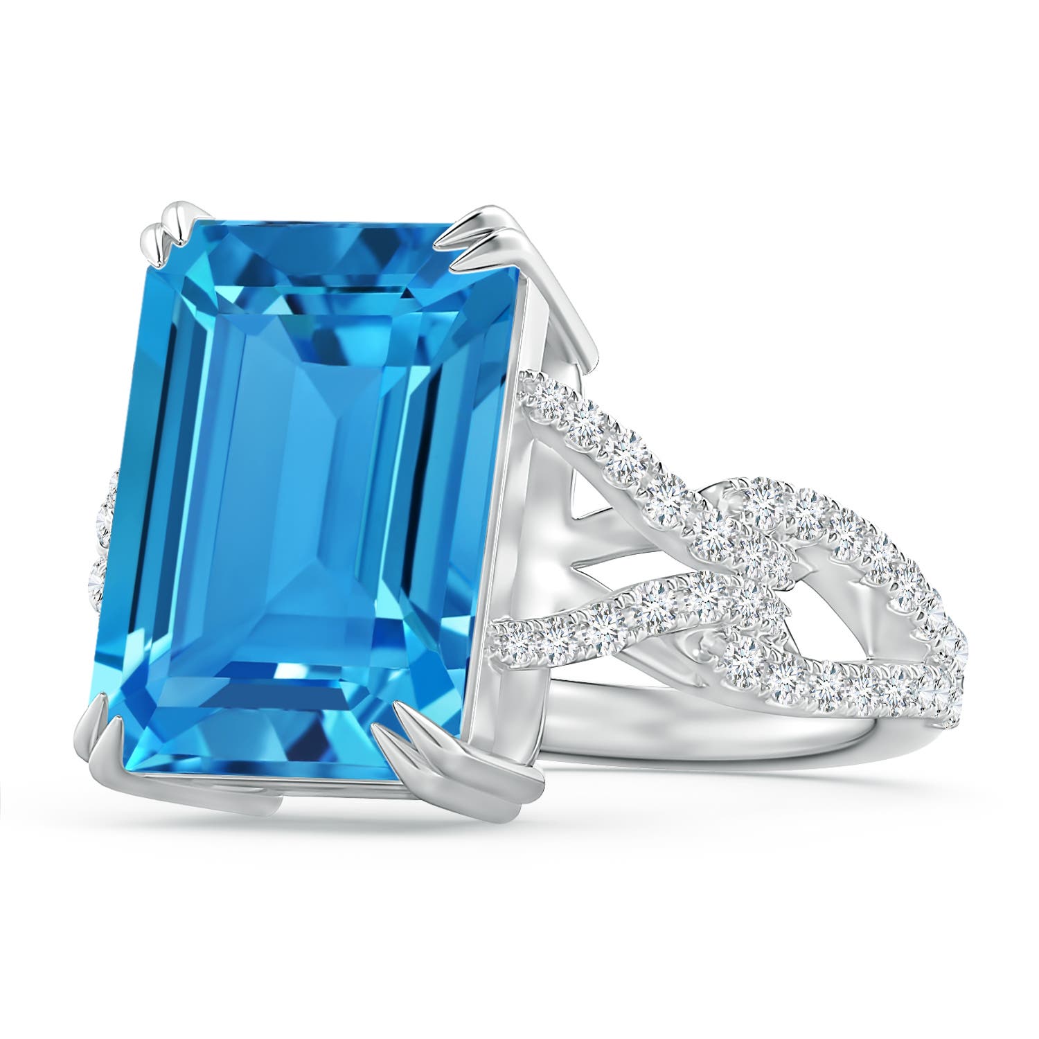 AAAA - Swiss Blue Topaz / 10.54 CT / 14 KT White Gold