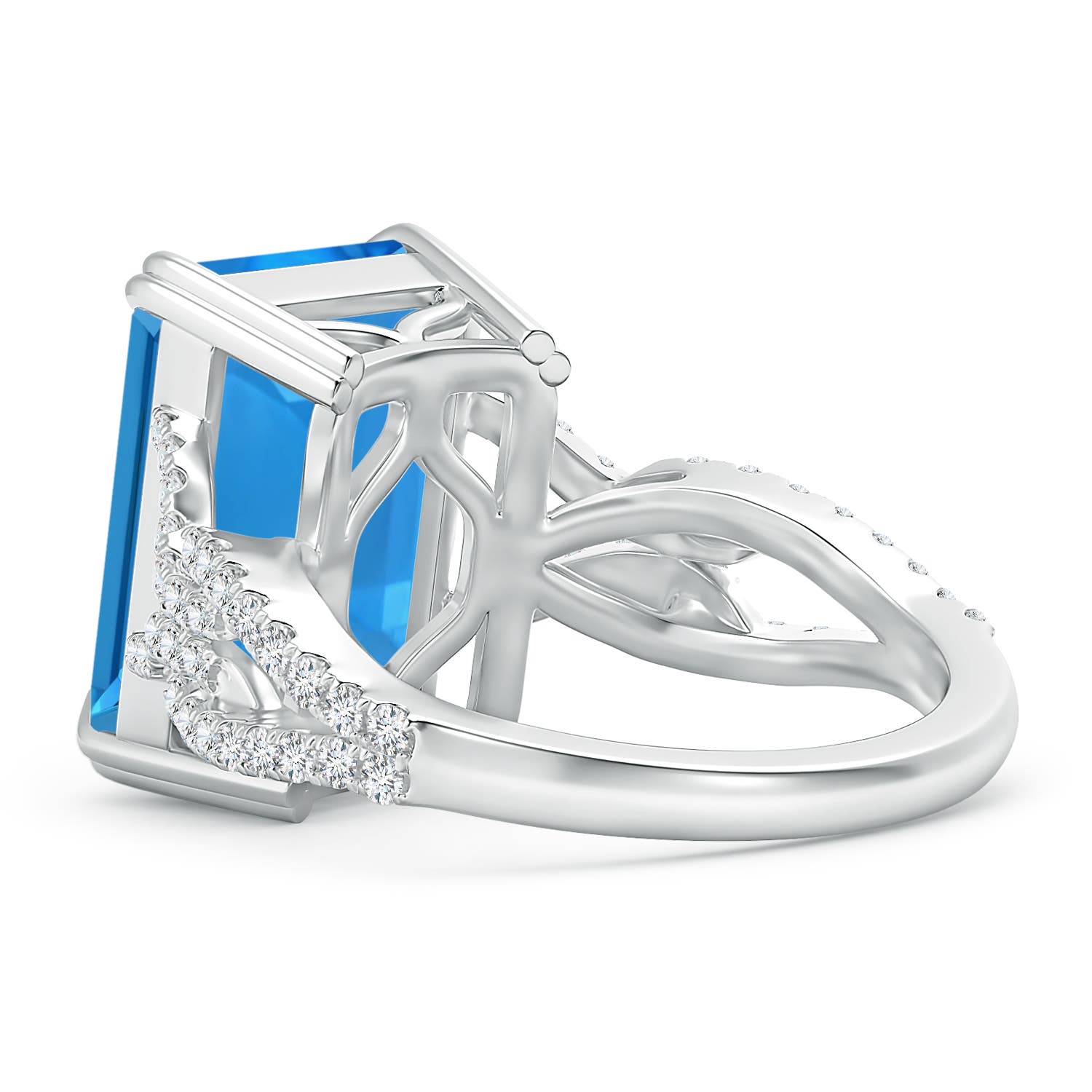 AAAA - Swiss Blue Topaz / 10.54 CT / 14 KT White Gold