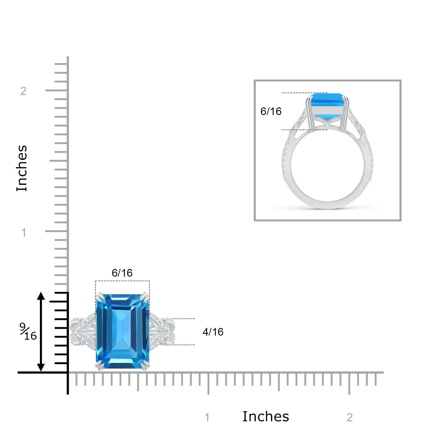 AAAA - Swiss Blue Topaz / 10.54 CT / 14 KT White Gold