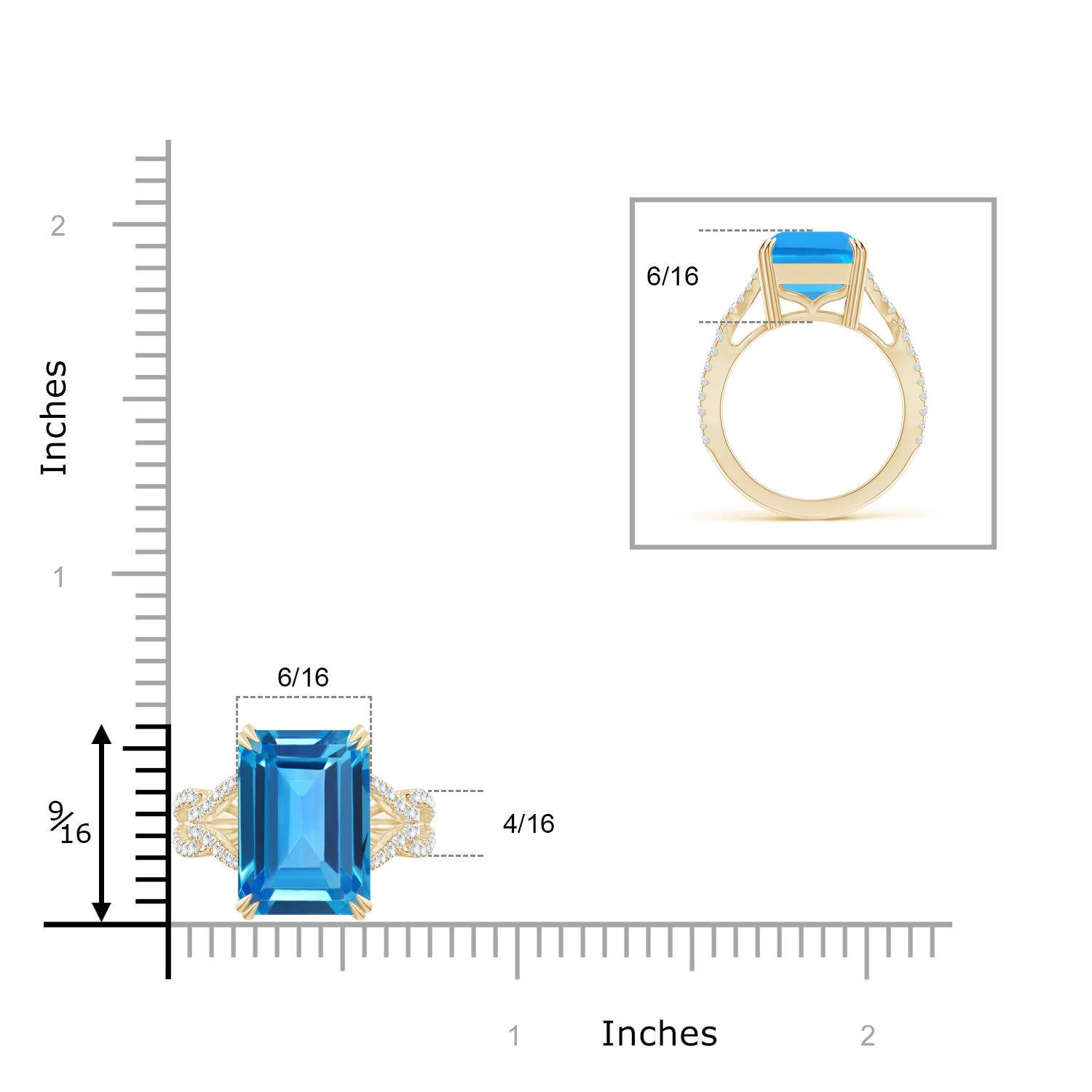 AAAA - Swiss Blue Topaz / 10.54 CT / 14 KT Yellow Gold