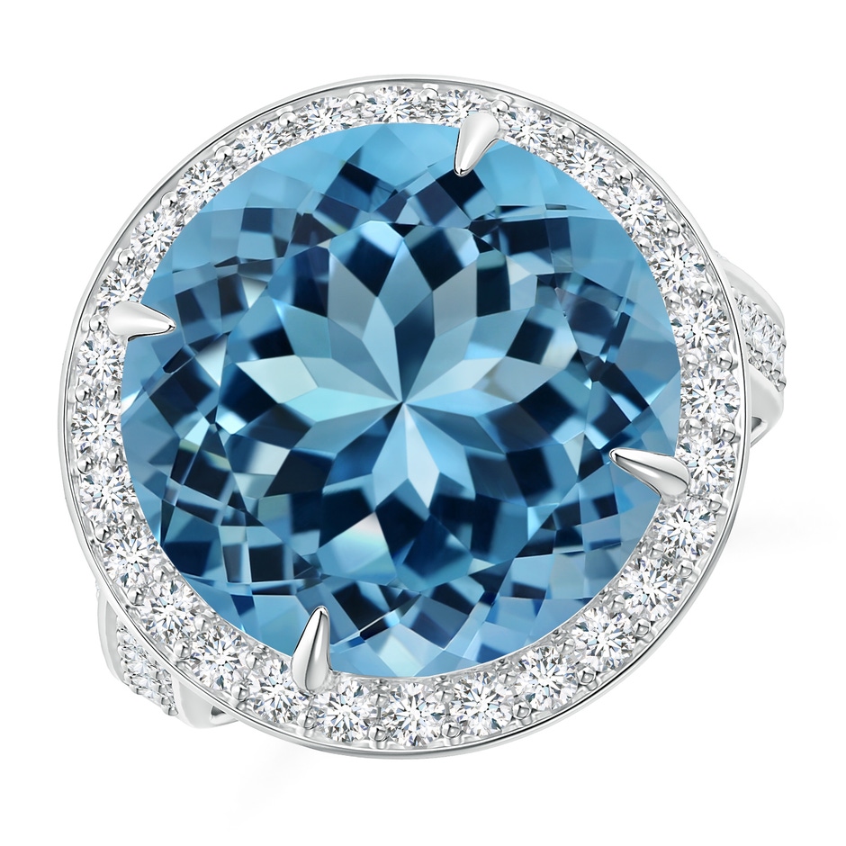 14.00-14.07x8.50mm AAAA Classic GIA Certified Sky Blue Topaz Halo Ring with Diamonds in 18K White Gold side 199