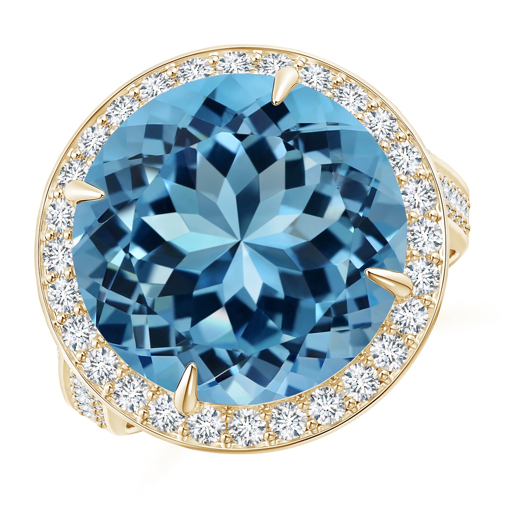 14.00-14.07x8.50mm AAAA Classic GIA Certified Sky Blue Topaz Halo Ring with Diamonds in Yellow Gold - side 199