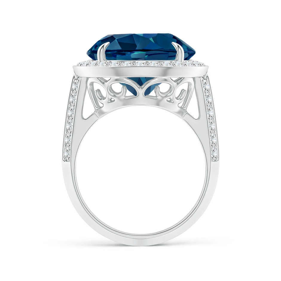 14mm AAAA Classic London Blue Topaz Halo Ring with Pavé Diamonds in White Gold product image