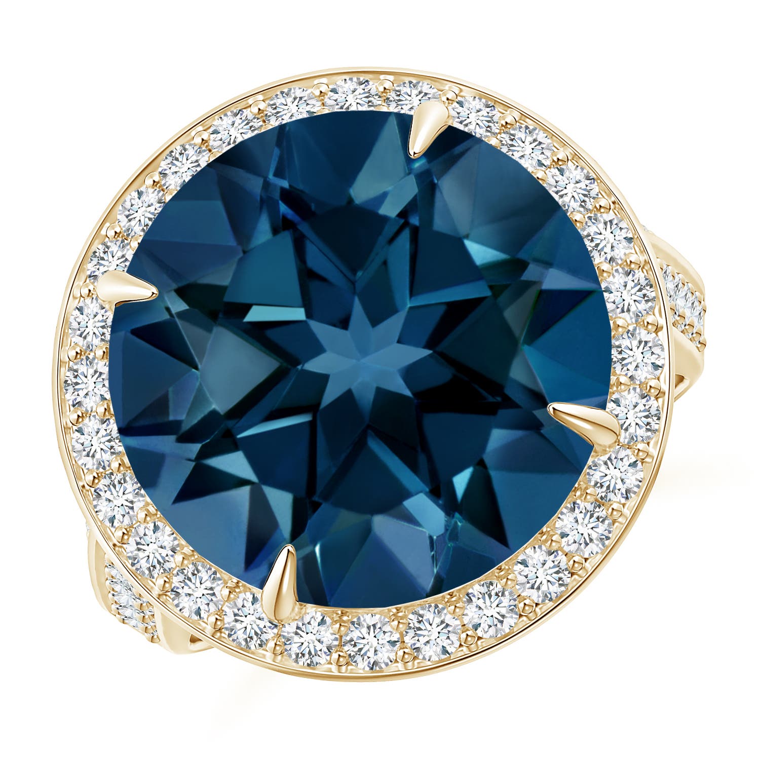 AAAA - London Blue Topaz / 12.94 CT / 14 KT Yellow Gold