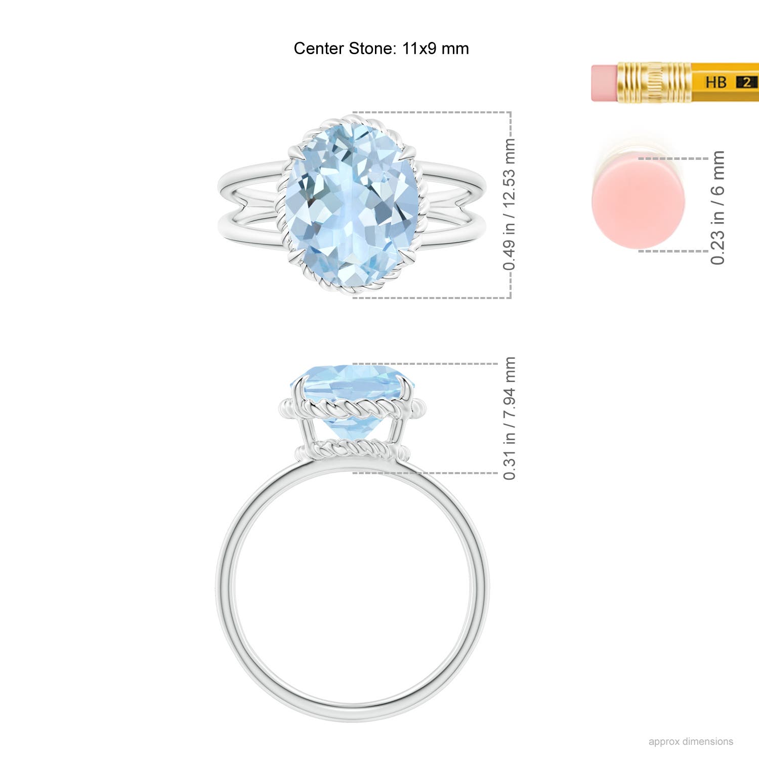 AA - Aquamarine / 3 CT / 14 KT White Gold