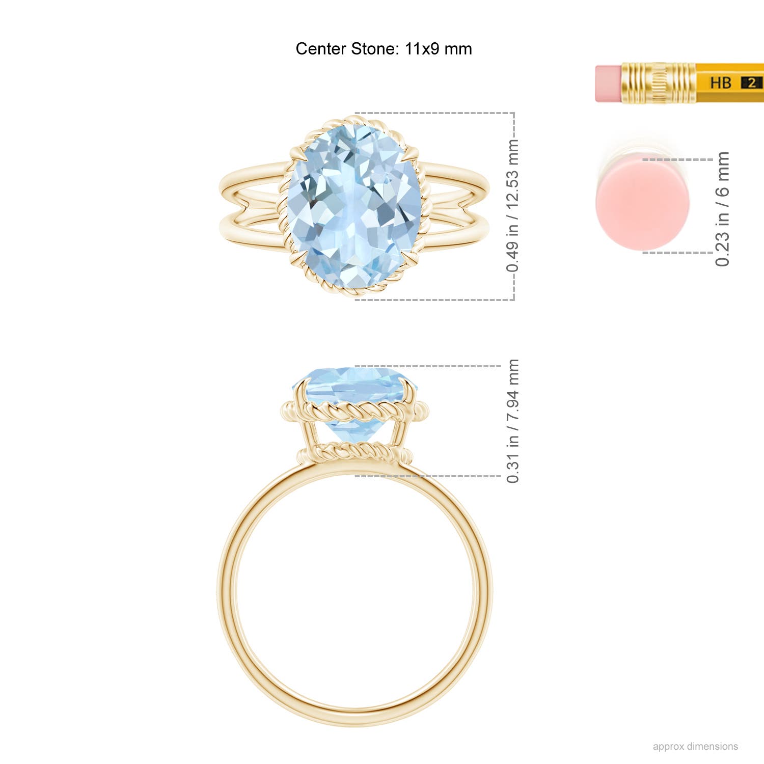 AA - Aquamarine / 3 CT / 14 KT Yellow Gold