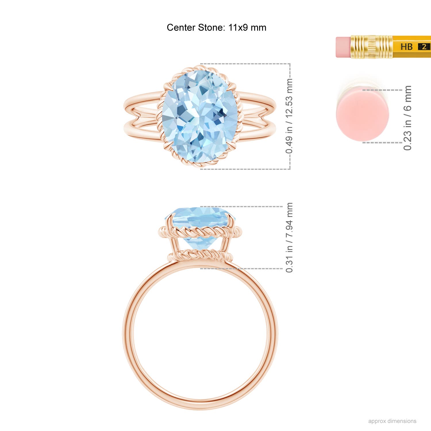 AAA - Aquamarine / 3 CT / 14 KT Rose Gold