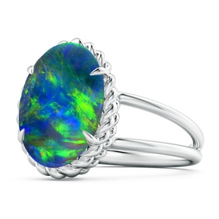 12.25x9.70x3.09mm AA GIA Certified Oval Black Opal Split Shank Ring in P950 Platinum