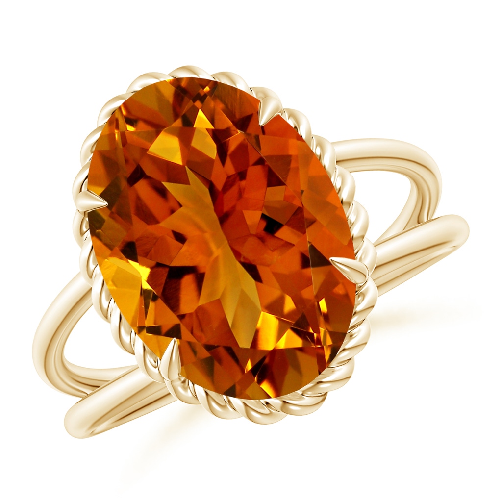 12.01x9.97x6.70mm AAAA GIA Certified Oval Citrine Split Shank Ring in 9K Yellow Gold