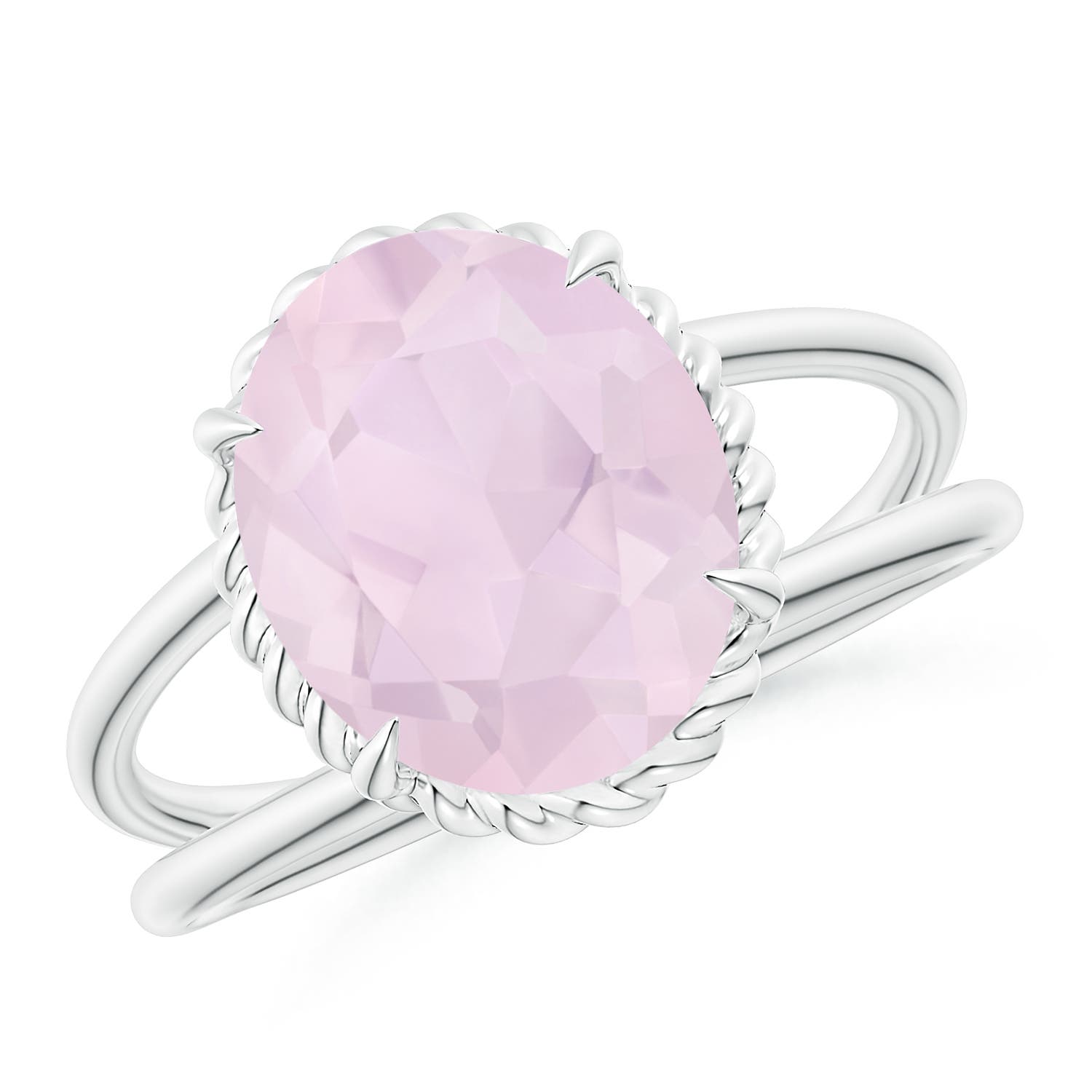 A - Rose Quartz / 3.25 CT / 14 KT White Gold