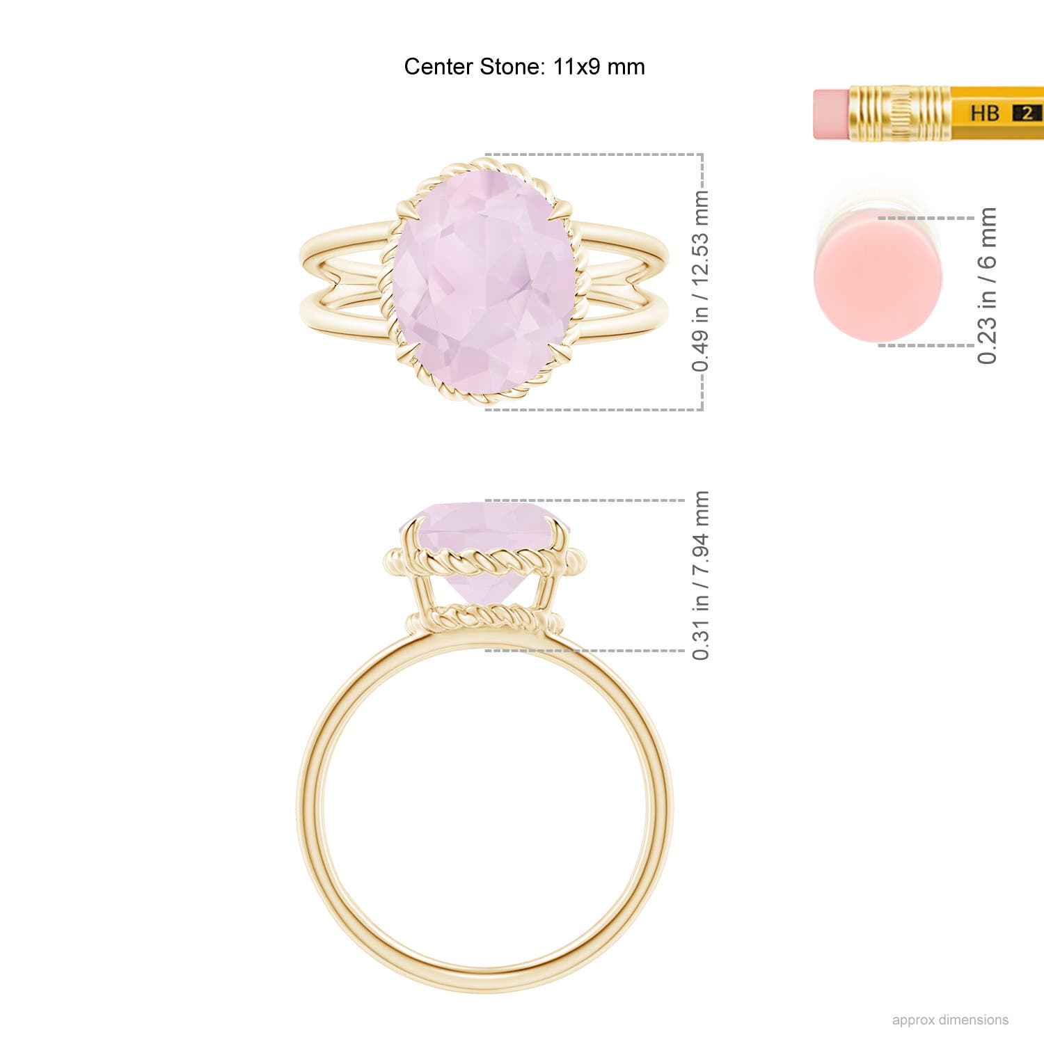 A - Rose Quartz / 3.25 CT / 14 KT Yellow Gold