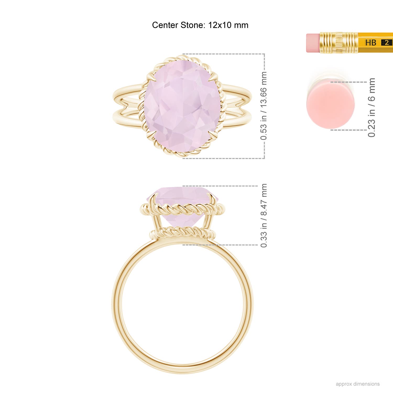 A - Rose Quartz / 3.8 CT / 14 KT Yellow Gold