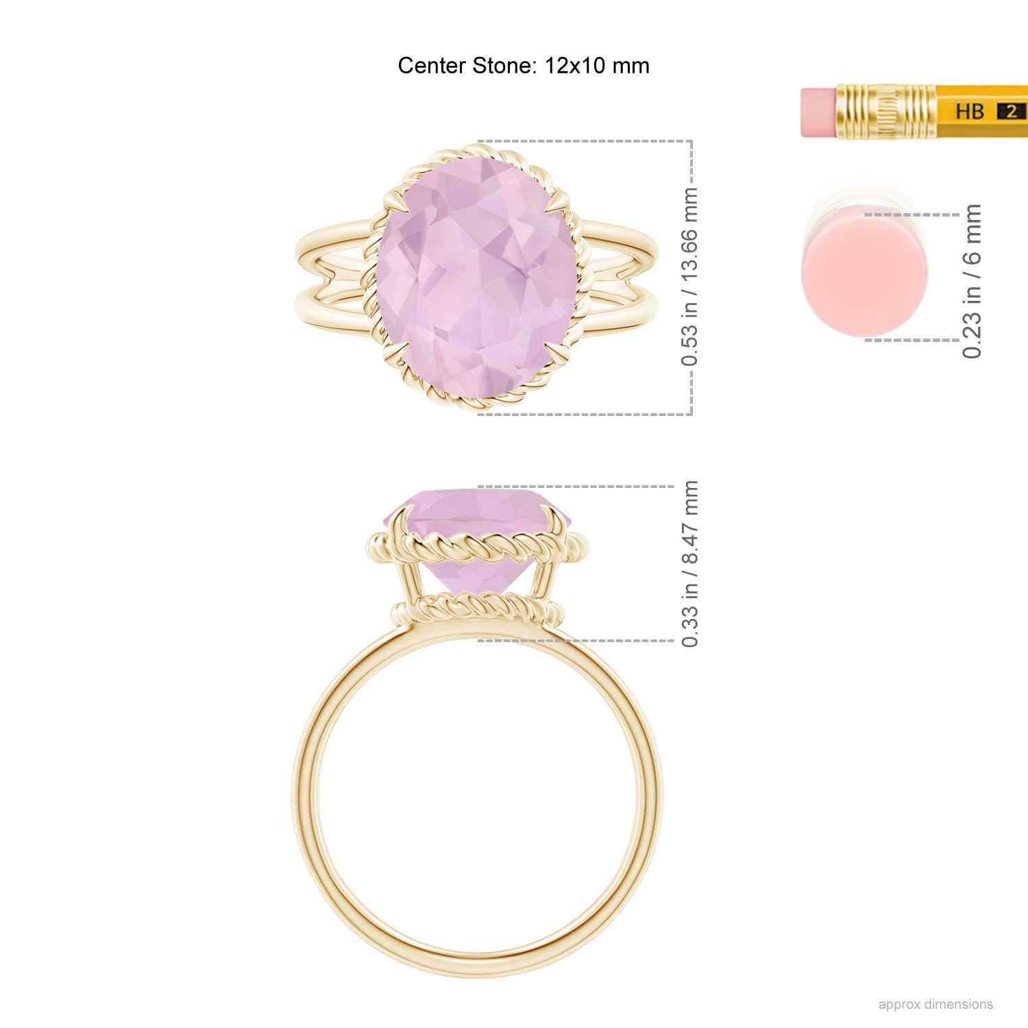 AAA - Rose Quartz / 3.8 CT / 14 KT Yellow Gold