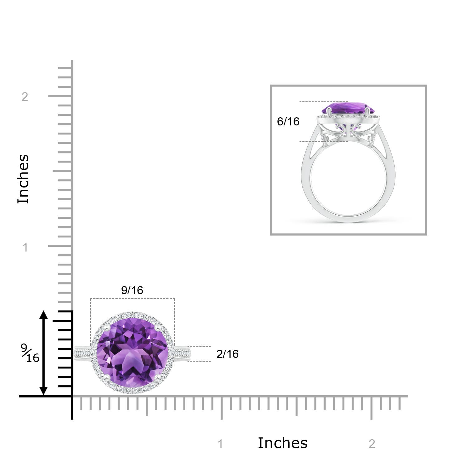 AA - Amethyst / 5.94 CT / 14 KT White Gold