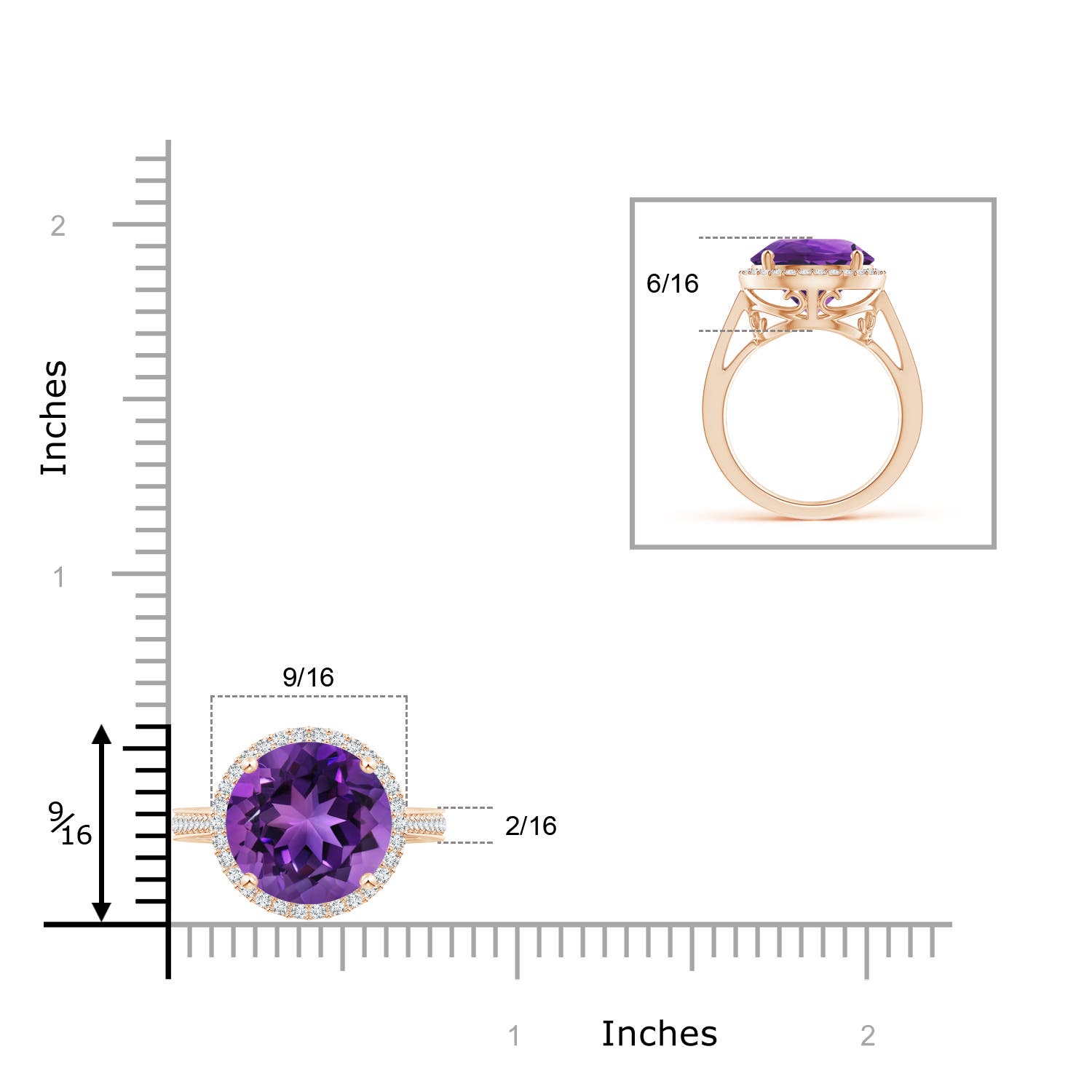 AAAA - Amethyst / 5.94 CT / 14 KT Rose Gold