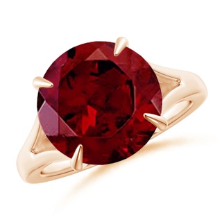 12mm AAA Solitaire Round Garnet Split Shank Ring in Rose Gold