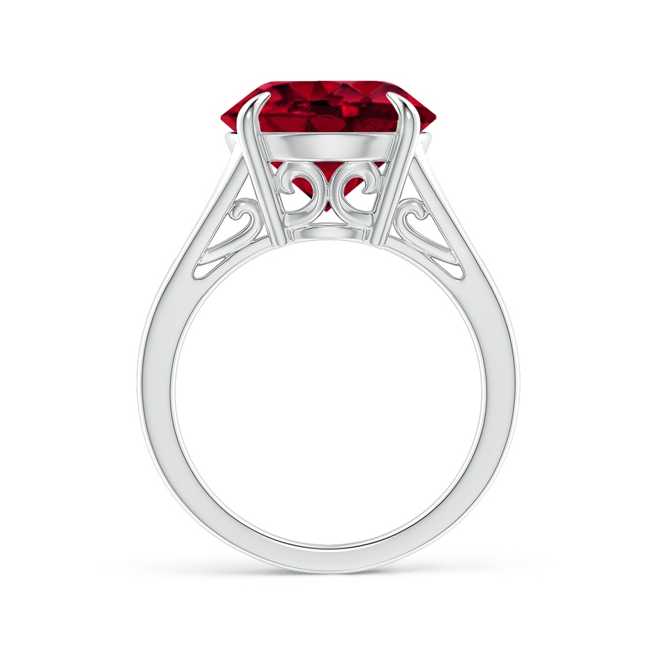 12mm AAA Solitaire Round Garnet Split Shank Ring in White Gold side 1