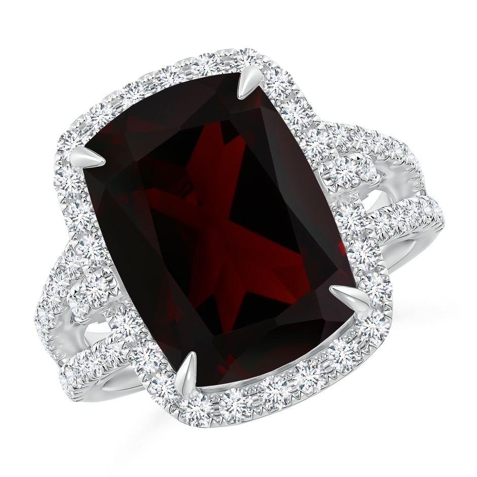 12.14x10.07x5.94mm AAA GIA Certified Rectangular Cushion Garnet Halo Ring in 18K White Gold 