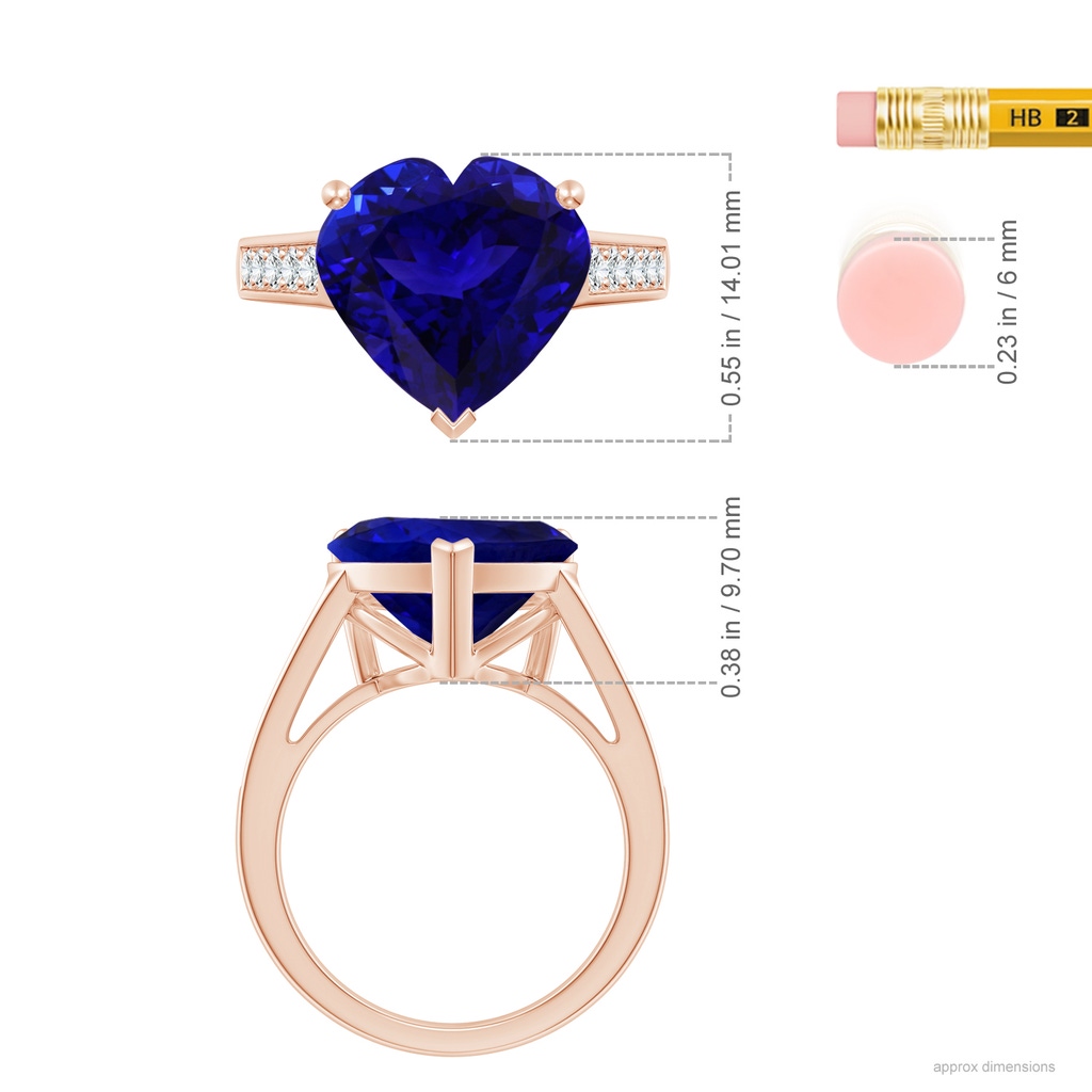 11.90x12.29x7.67mm AAAA Heart-Shaped GIA Certified Tanzanite Solitaire Ring in 18K Rose Gold ruler