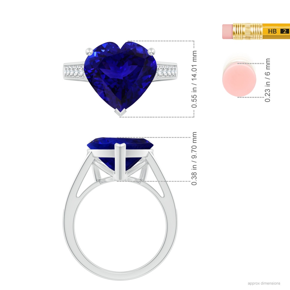 11.90x12.29x7.67mm AAAA Heart-Shaped GIA Certified Tanzanite Solitaire Ring in White Gold ruler