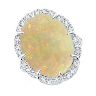 13.97x10.12x3.53mm AAAA GIA Certified Oval Opal Knife Edge Shank Halo Ring in 18K White Gold