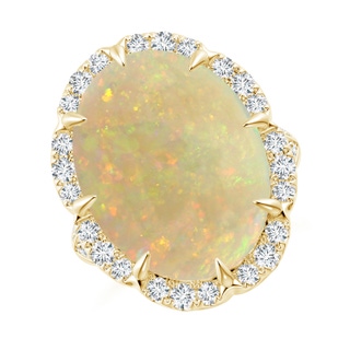 13.97x10.12x3.53mm AAAA GIA Certified Oval Opal Knife Edge Shank Halo Ring in 18K Yellow Gold