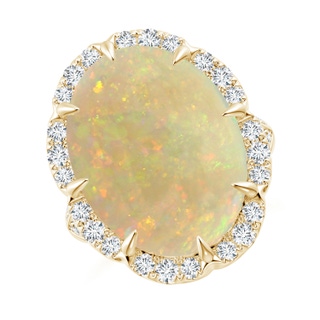 13.97x10.12x3.53mm AAAA GIA Certified Oval Opal Knife Edge Shank Halo Ring in 9K Yellow Gold