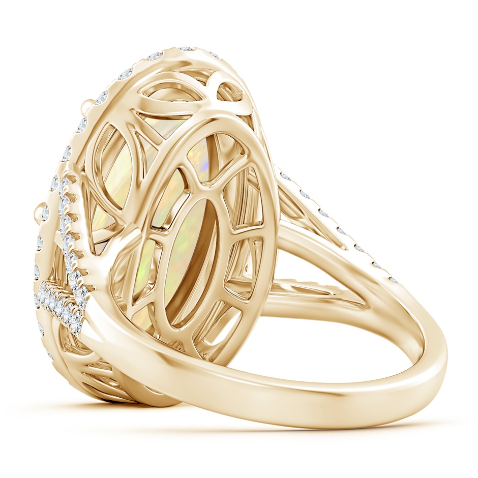 18.19x11.95x5mm AAAA GIA Certified Oval Opal Split Shank Ring with Diamond Halo in Yellow Gold side-2