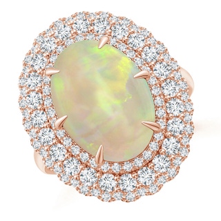 14.35x10.26x3.88mm AAA GIA Certified Oval Opal Ring with Diamond Triple Halo in 18K Rose Gold