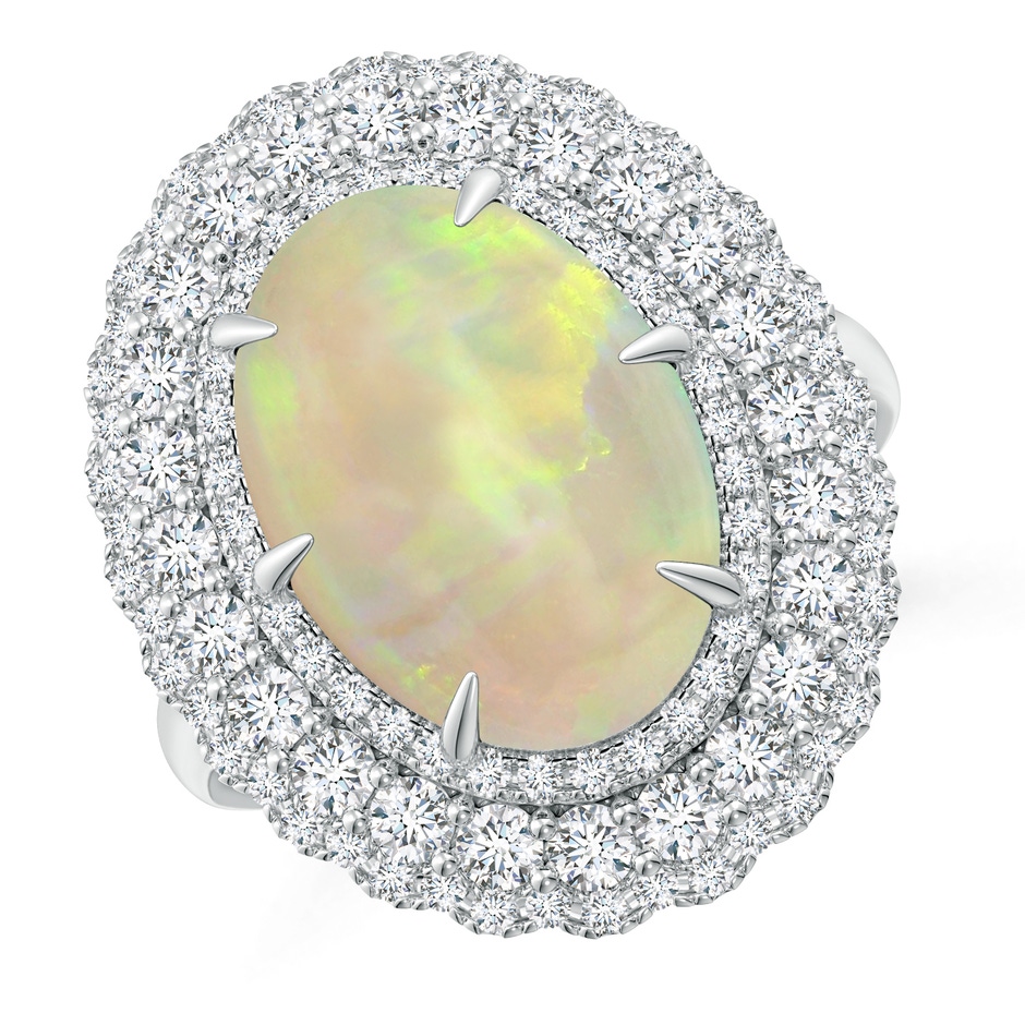 14.35x10.26x3.88mm AAA GIA Certified Oval Opal Ring with Diamond Triple Halo in 18K White Gold 