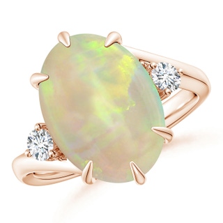 14.35x10.26x3.88mm AAA GIA Certified Oval Opal and Diamond Bypass Ring in 10K Rose Gold