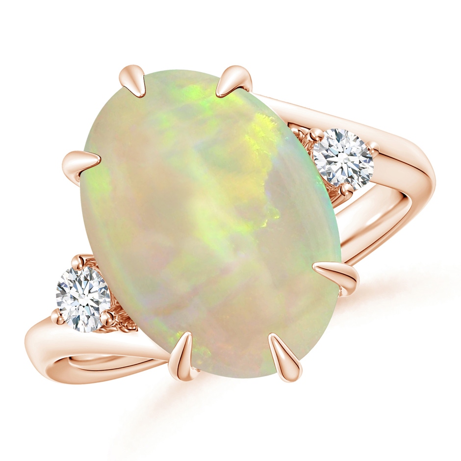14.35x10.26x3.88mm AAA GIA Certified Oval Opal and Diamond Bypass Ring in 18K Rose Gold 